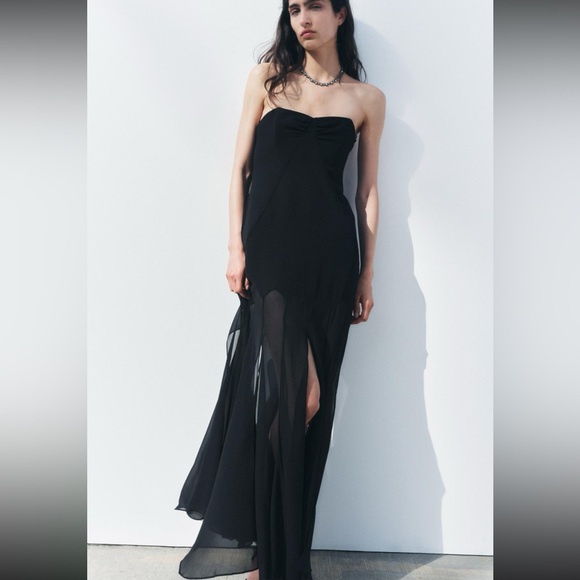 Zara limited edition celeb style semi sheer strapless dress - Picture 6 of 13